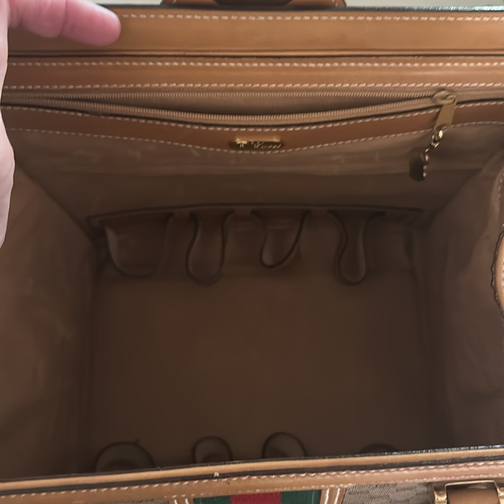 GUCCI micro GG Tan w/ key clean Train case Vanity travel Vintage Authentic - Picture 6 of 11